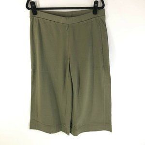 J Jill Womens Pants Pull On Wide Leg Pockets Knit Stretch Olive Green M Petite